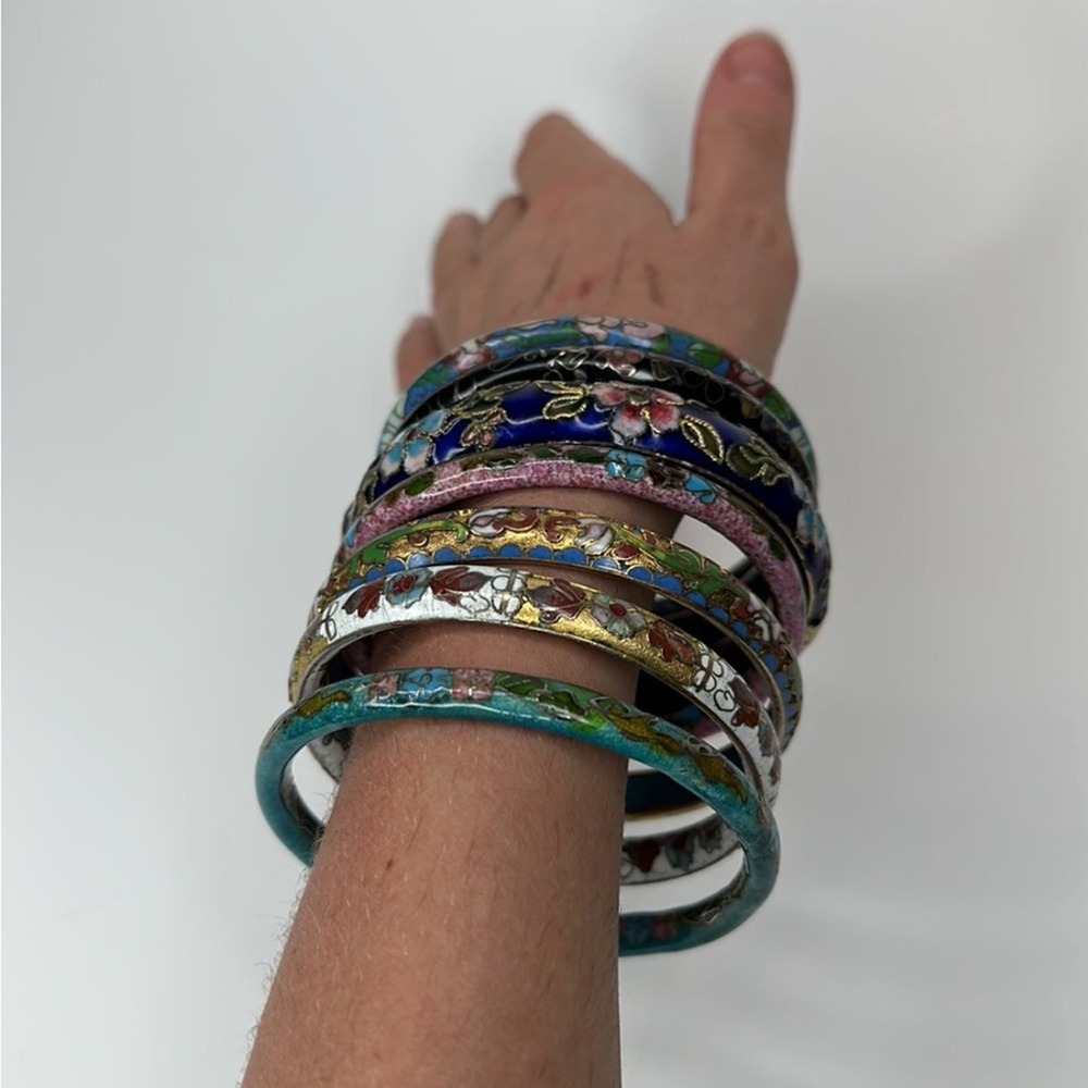 Cloisonne bangle bracelets - Picture 3 of 7